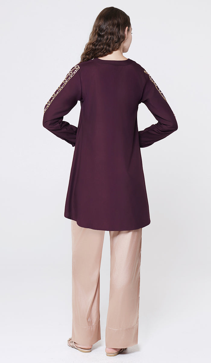 Tunique longue et modeste de tous les jours Parisa Mostly Cotton - Charbon - PRÉCOMMANDE (expédiée dans 2 semaines)