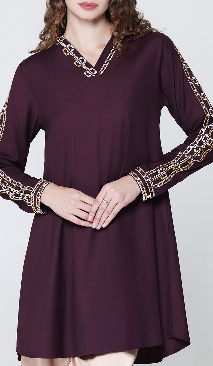 Tunique longue et modeste de tous les jours Parisa Mostly Cotton - Charbon - PRÉCOMMANDE (expédiée dans 2 semaines)