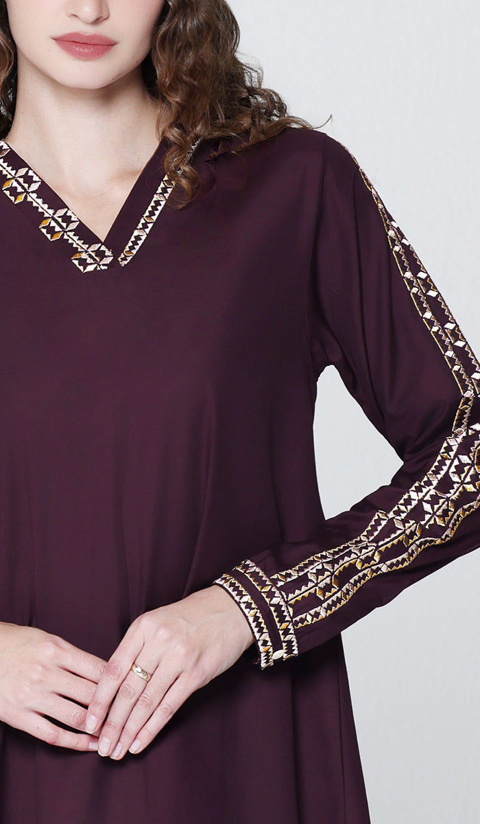 Tunique longue et modeste de tous les jours Parisa Mostly Cotton - Charbon - PRÉCOMMANDE (expédiée dans 2 semaines)