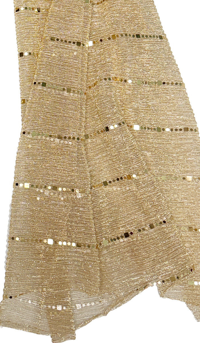 Nina Soft Mesh Sequin Stripe Hijab - Gold