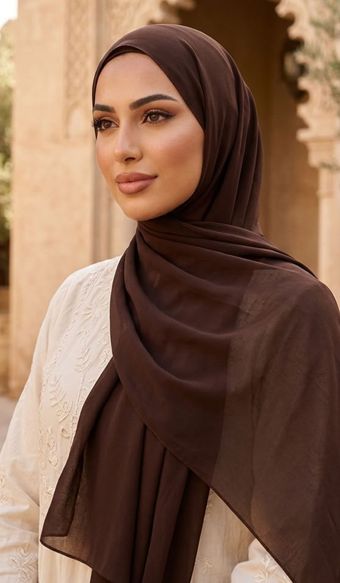 Grace Everyday Essential Stretch Chiffon Hijab - Dark Chocolate