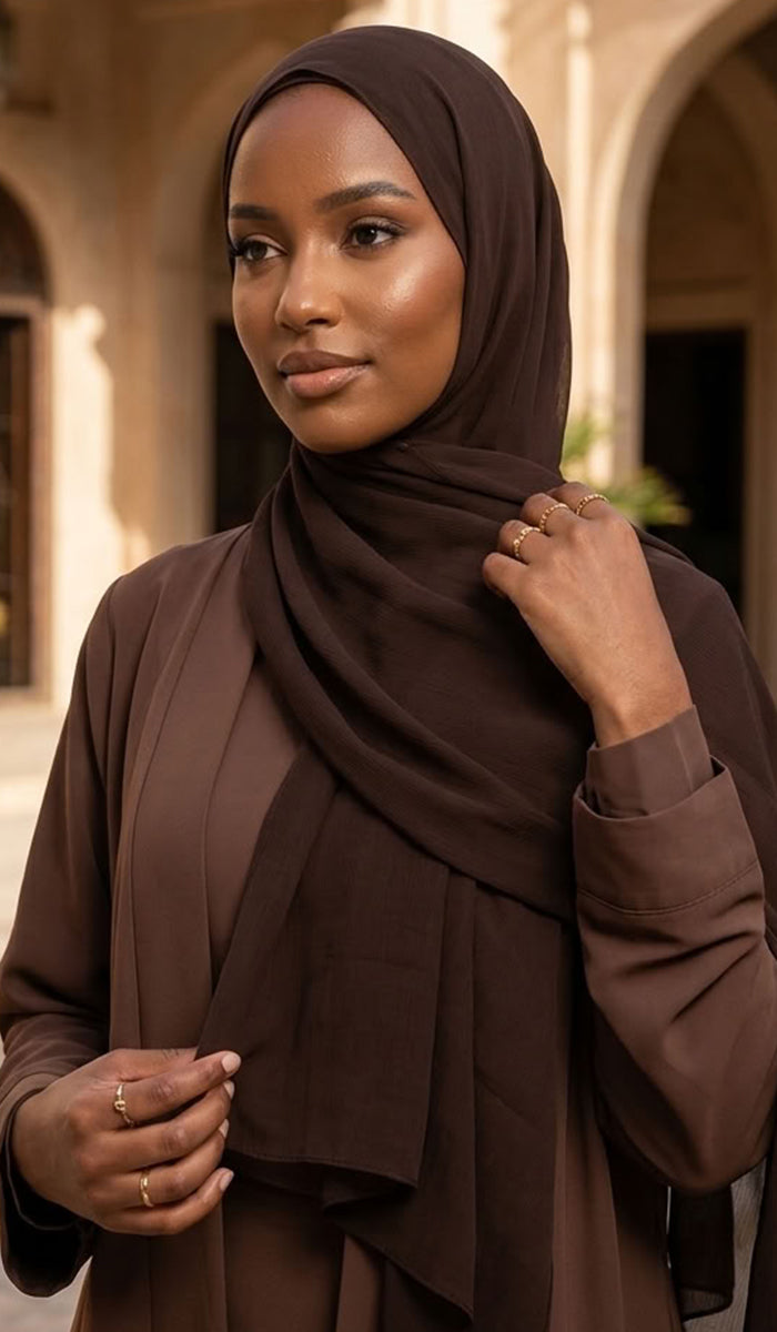 Grace Everyday Essential Stretch Chiffon Hijab - Dark Chocolate