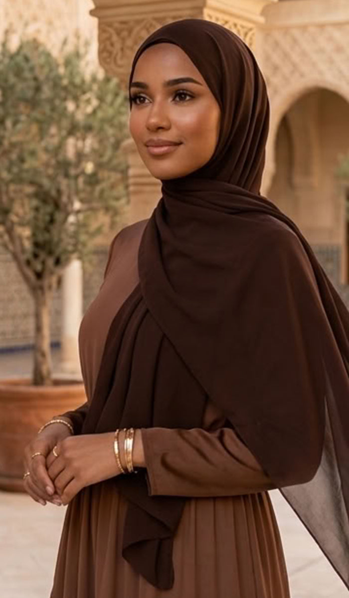Grace Everyday Essential Stretch Chiffon Hijab - Dark Chocolate