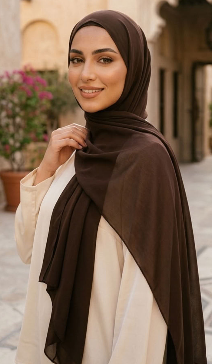 Grace Everyday Essential Stretch Chiffon Hijab - Dark Chocolate