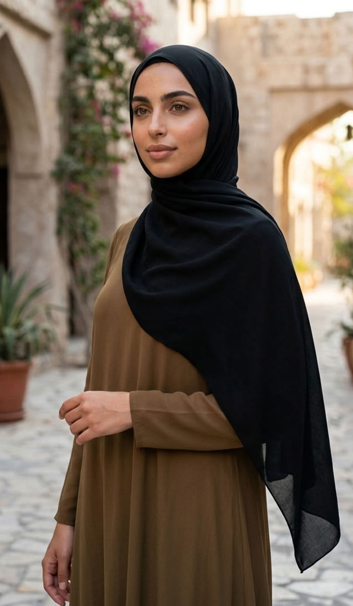 Grace Everyday Essential Stretch Chiffon Hijab - Black