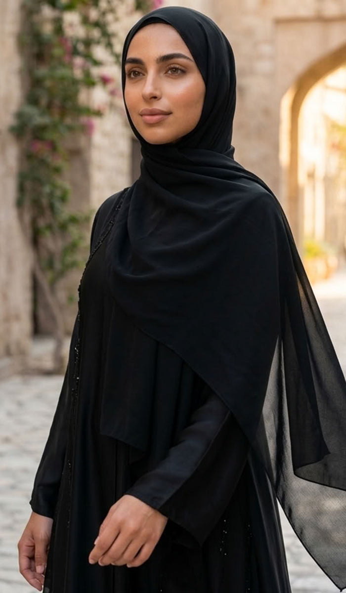 Grace Everyday Essential Stretch Chiffon Hijab - Black