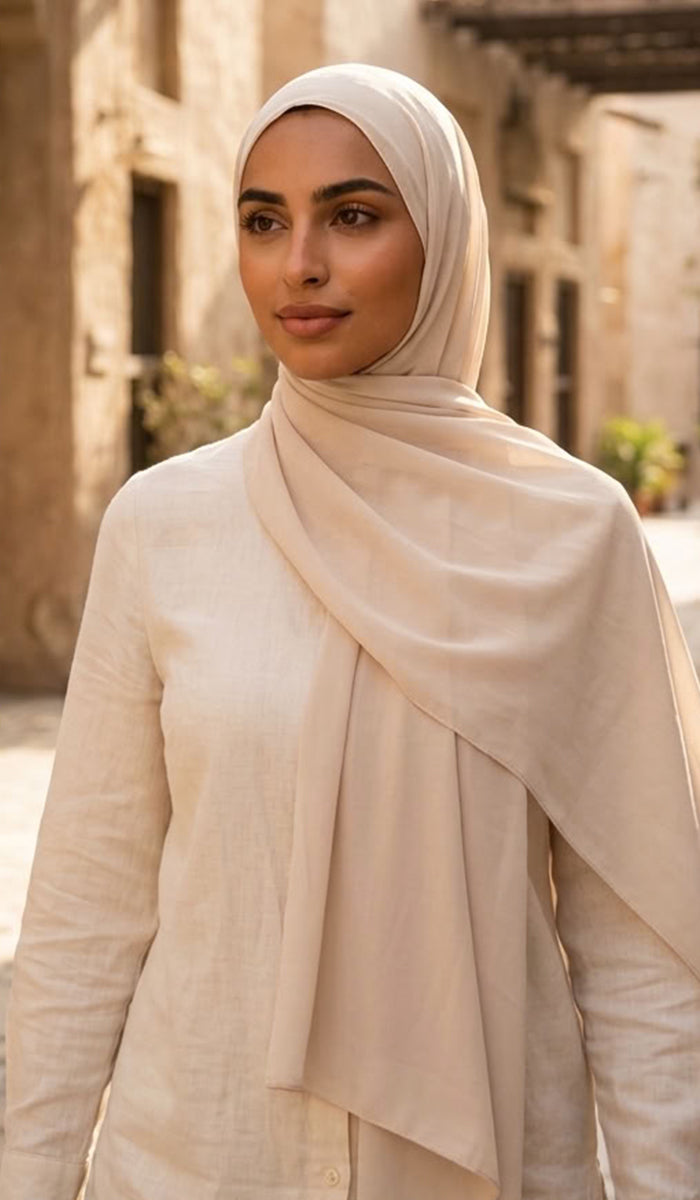 Grace Everyday Essential Stretch Chiffon Hijab - Cream