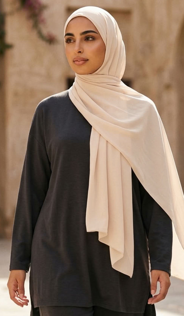 Grace Everyday Essential Stretch Chiffon Hijab - Cream