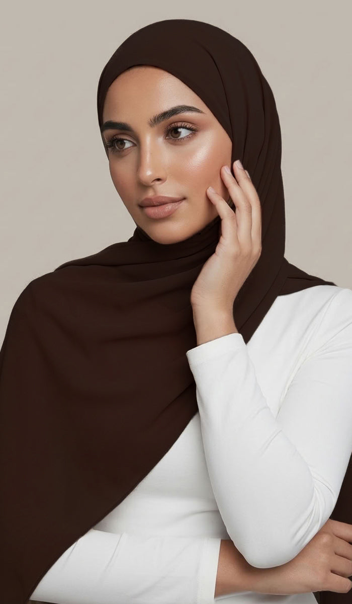 Grace Everyday Essential Stretch Chiffon Hijab - Dark Chocolate