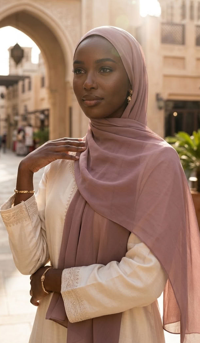 Grace Everyday Essential Stretch Chiffon Hijab - Dusty Pink