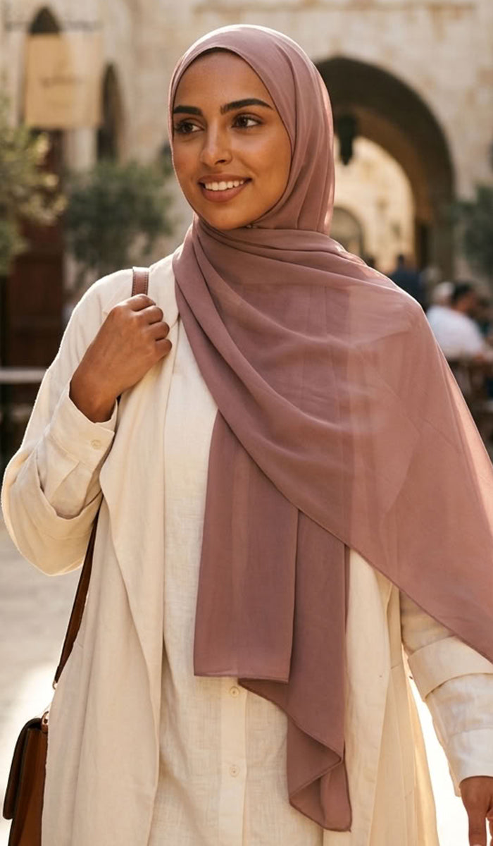 Grace Everyday Essential Stretch Chiffon Hijab - Dusty Pink