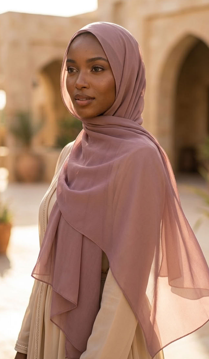 Grace Everyday Essential Stretch Chiffon Hijab - Dusty Pink