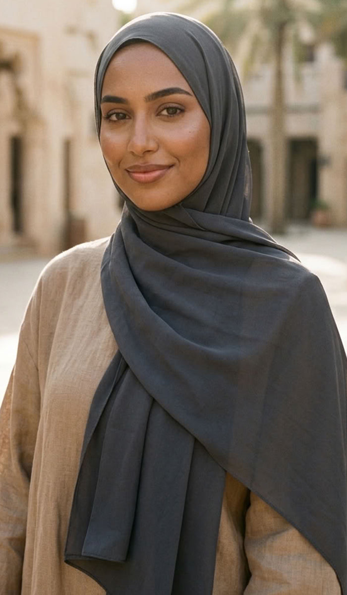 Grace Everyday Essential Stretch Chiffon Hijab - Charcoal