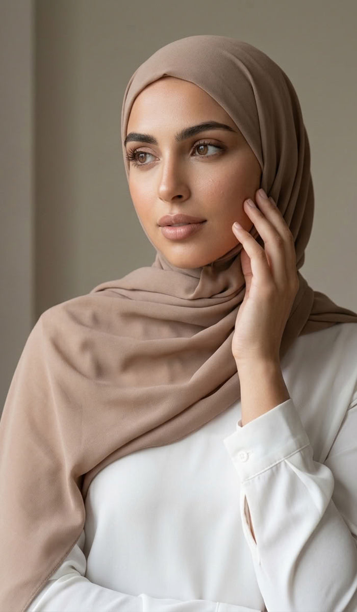 Grace Everyday Essential Stretch Chiffon Hijab - Mocha