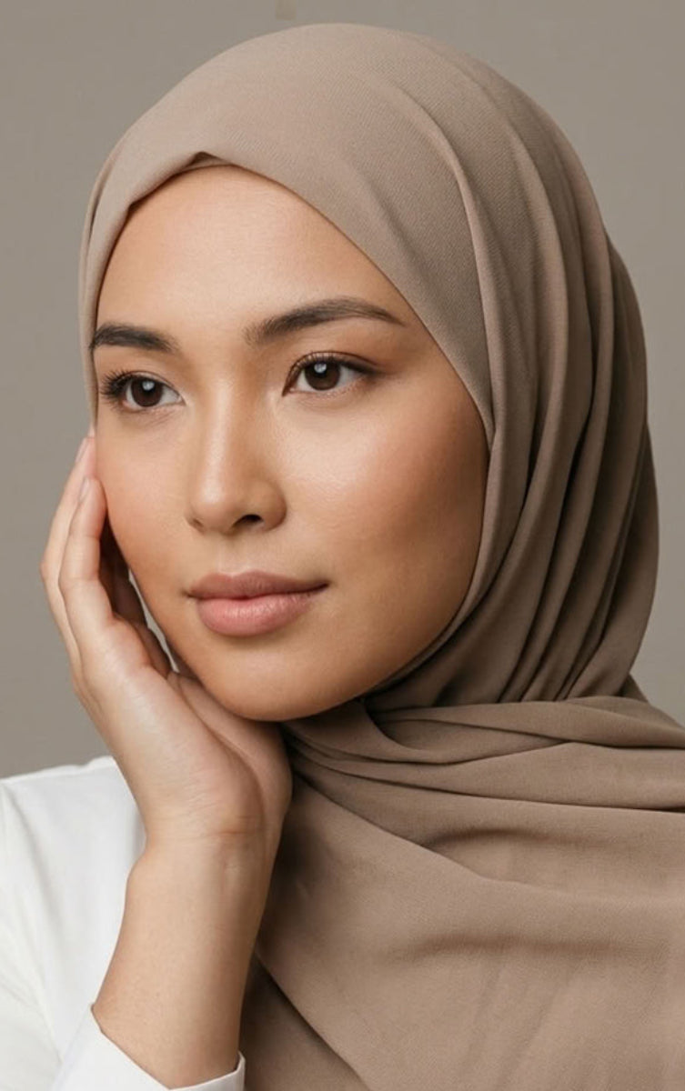 Grace Everyday Essential Stretch Chiffon Hijab - Mocha