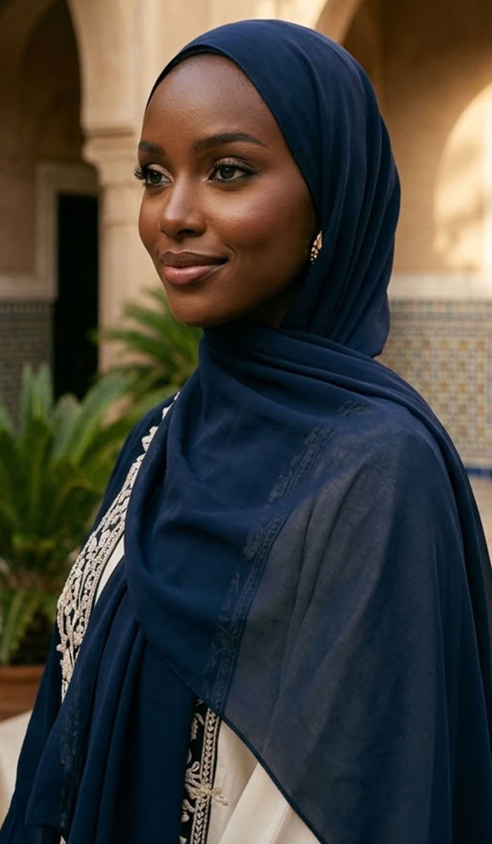 Grace Everyday Essential Stretch Chiffon Hijab - Dark Navy
