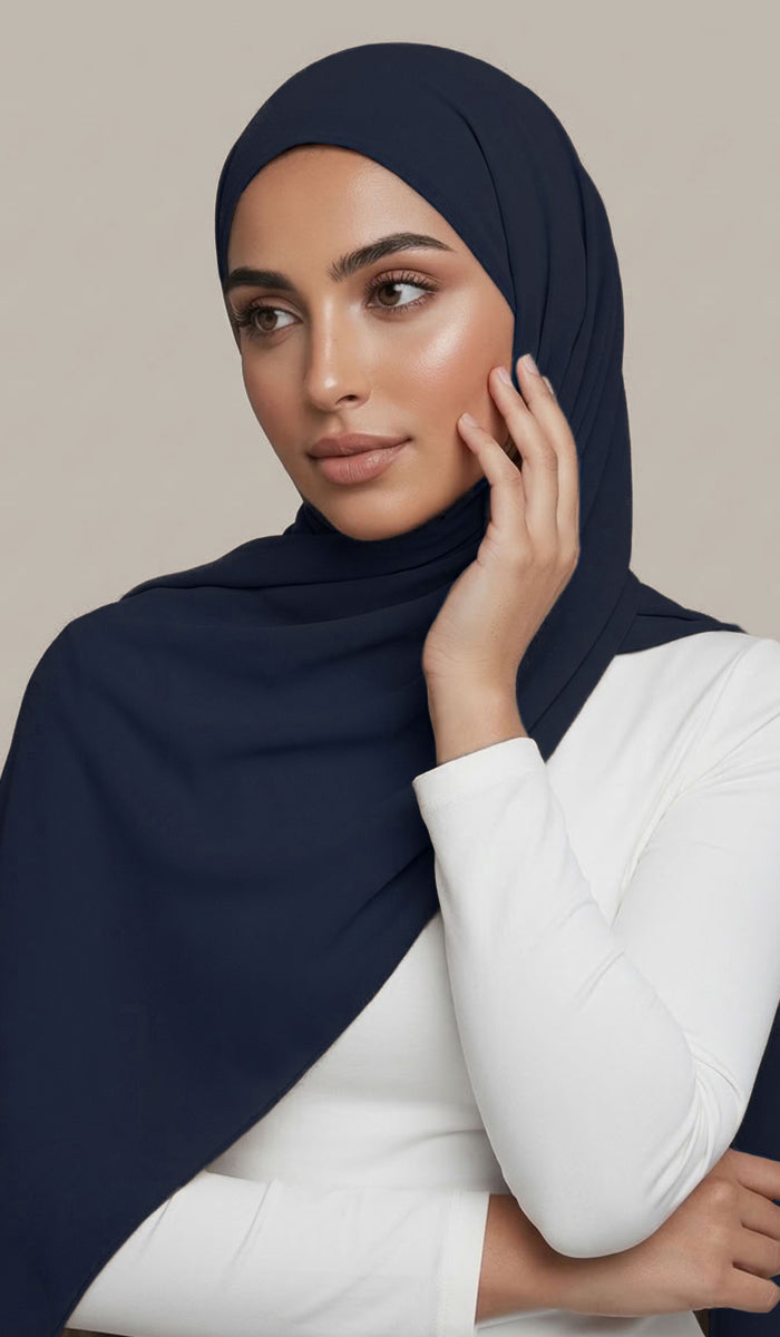 Grace Everyday Essential Stretch Chiffon Hijab - Dark Navy