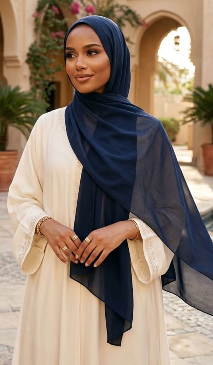 Grace Everyday Essential Stretch Chiffon Hijab - Dark Navy
