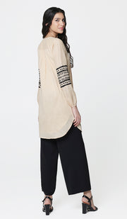 Hadiza Embroidered Cotton Modest Tunic - Apricot - PREORDER (ships in 2 weeks)
