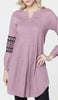 Hadiza Embroidered Cotton Modest Tunic - Dusty Mauve - PREORDER (ships in 2 weeks)