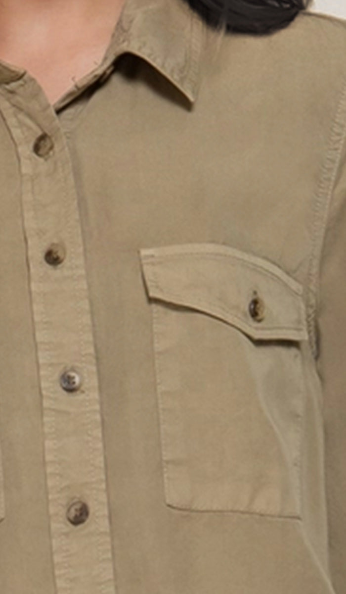 Farda - Veste chemise longue fluide boutonnée - Marine