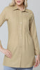 Hanane Pleated Mostly Cotton Button Down Tunic Dress - Sand - PREORDER (ships in 2 weeks)
