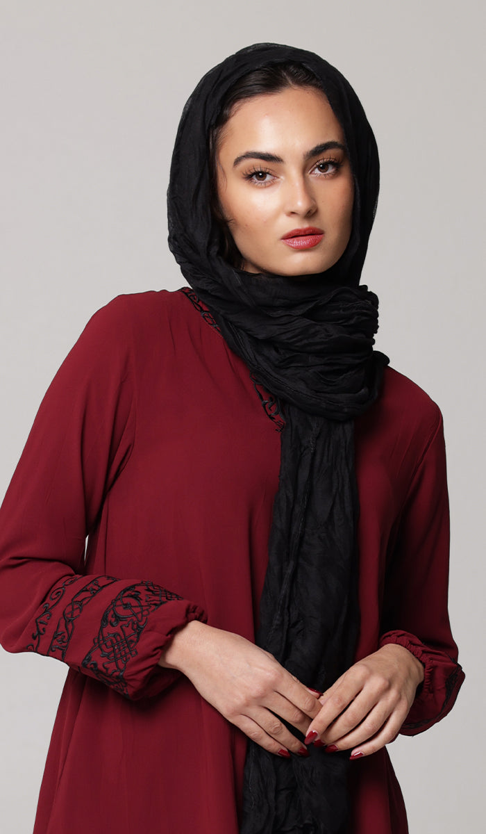 Mona Lightweight Crushed Non-Slip Extra Large Wrap Hijab - Black