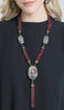 Hilwa Maroon and Multicolor Long Statement Necklace
