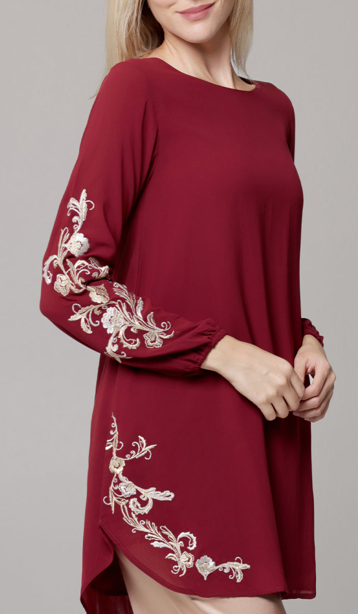 Tunique Longue Modeste Brodée Amalie - Orchidée