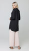 Hurin Pleated Mostly Cotton Button Down Tunic Dress - Black - PREORDER (ships in 2 weeks)