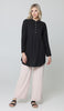 Hurin Pleated Mostly Cotton Button Down Tunic Dress - Black - PREORDER (ships in 2 weeks)