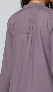 Robe tunique boutonnée plissée principalement en coton Hurin - Dusty Violet - PRÉCOMMANDE (expédiée dans 2 semaines)