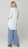 Hurin Pleated Mostly Cotton Button Down Tunic Dress - Off White - PREORDER (ships in 2 weeks)
