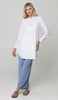 Hurin Pleated Mostly Cotton Button Down Tunic Dress - Off White - PREORDER (ships in 2 weeks)