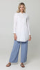 Hurin Pleated Mostly Cotton Button Down Tunic Dress - Off White - PREORDER (ships in 2 weeks)