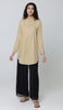 Hurin Pleated Mostly Cotton Button Down Tunic Dress - Sand - PREORDER (ships in 2 weeks)