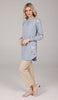 Iman Embroidered Formal Long Modest Tunic - Silver Mist