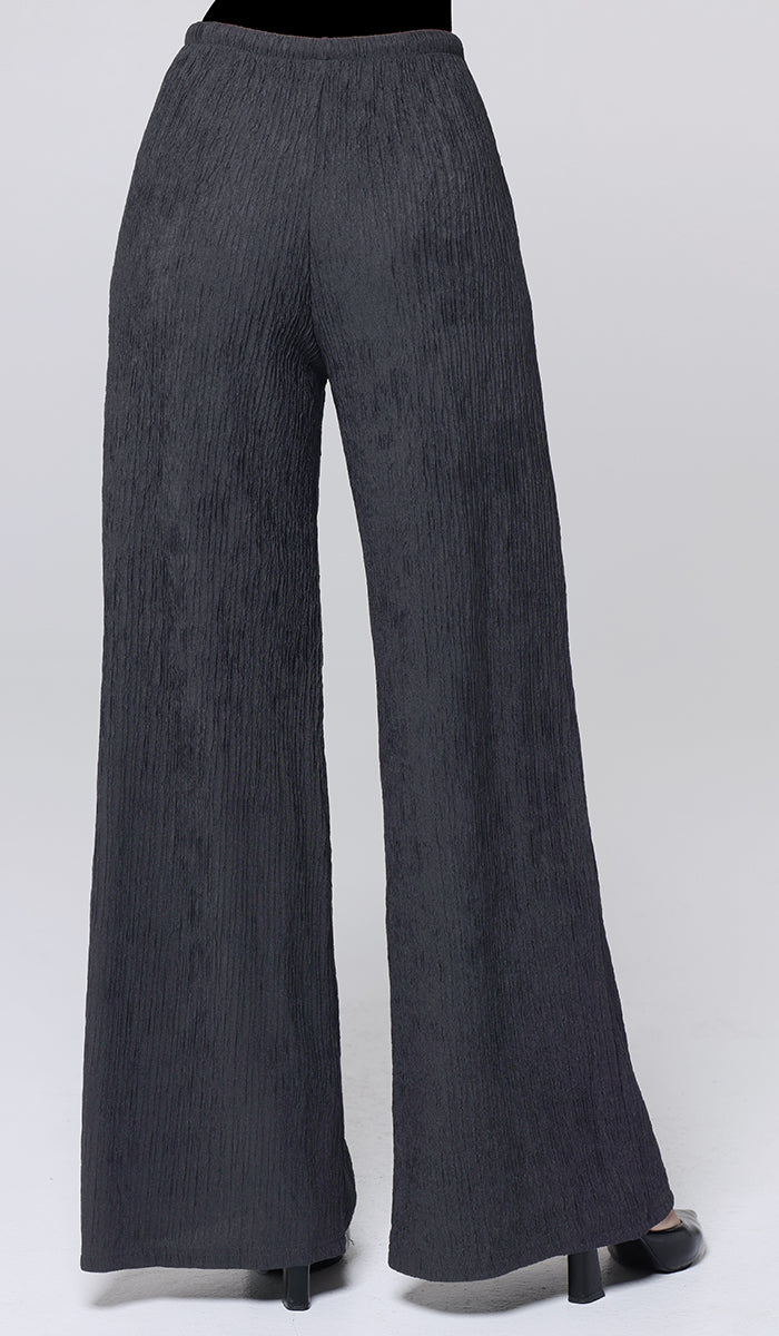 Jenan Crinkle Stretch Dressy Wide Leg Pants - Black