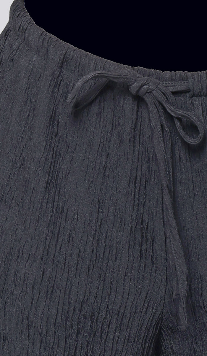 Jenan Crinkle Stretch Dressy Wide Leg Pants - Black