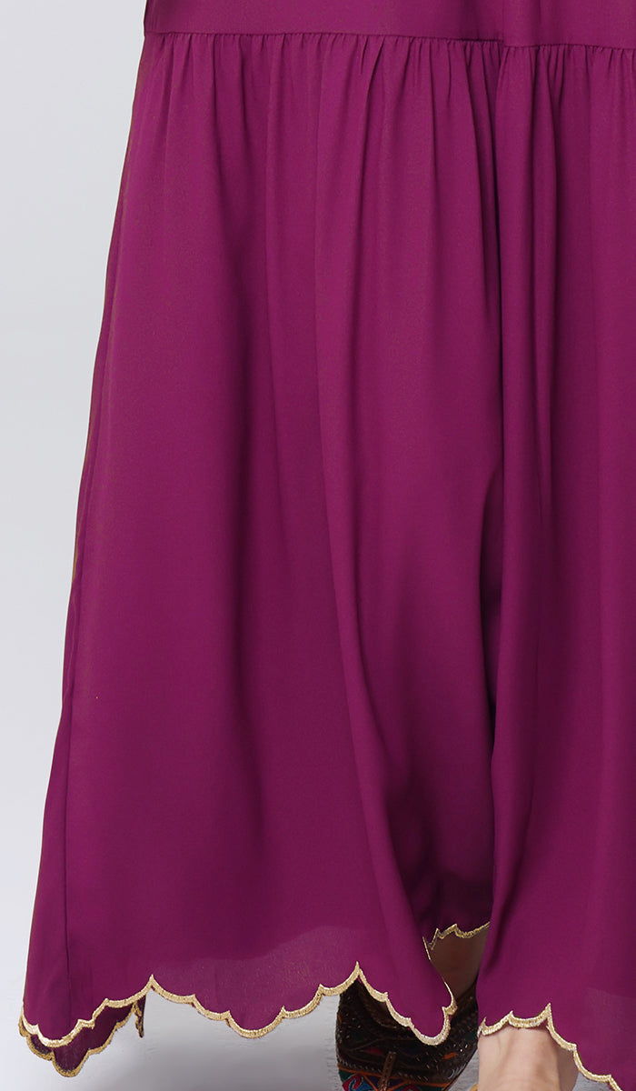 Robe longue longue modeste en mousseline de soie smockée Nadia - Noir