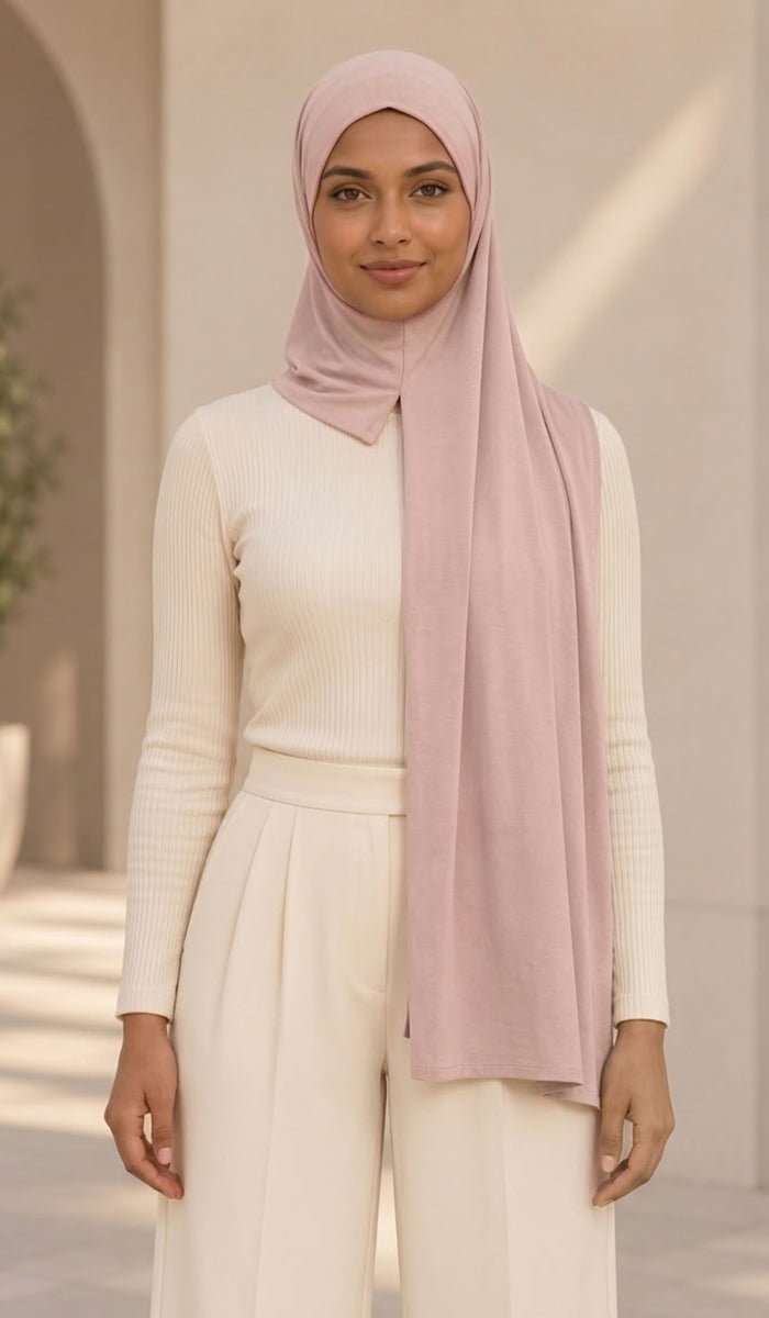 Liana One Piece Instant Stretch Jersey Hijab - Dusty Pink
