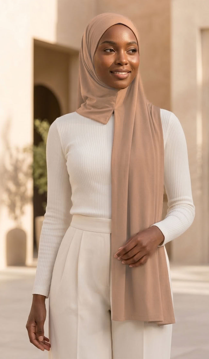 Liana One Piece Instant Stretch Jersey Hijab - Mocha