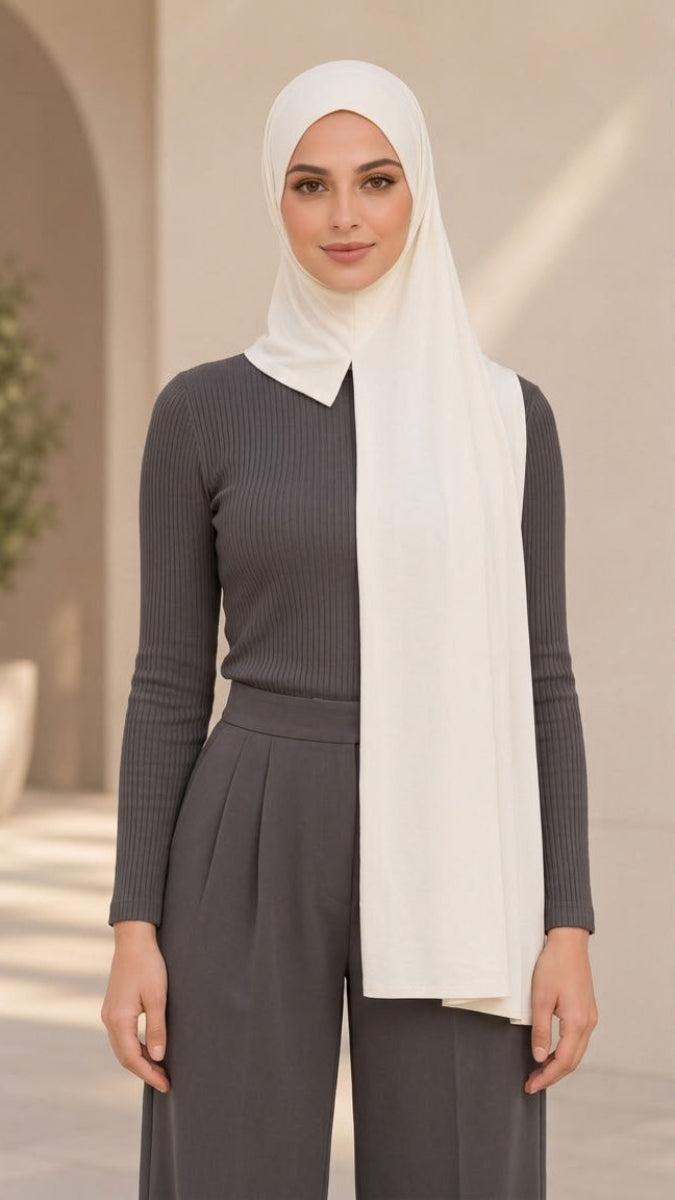 Liana One Piece Instant Stretch Jersey Hijab - White