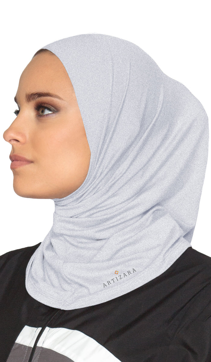 One Piece Stretch Sports Hijab - Light Gray Heather