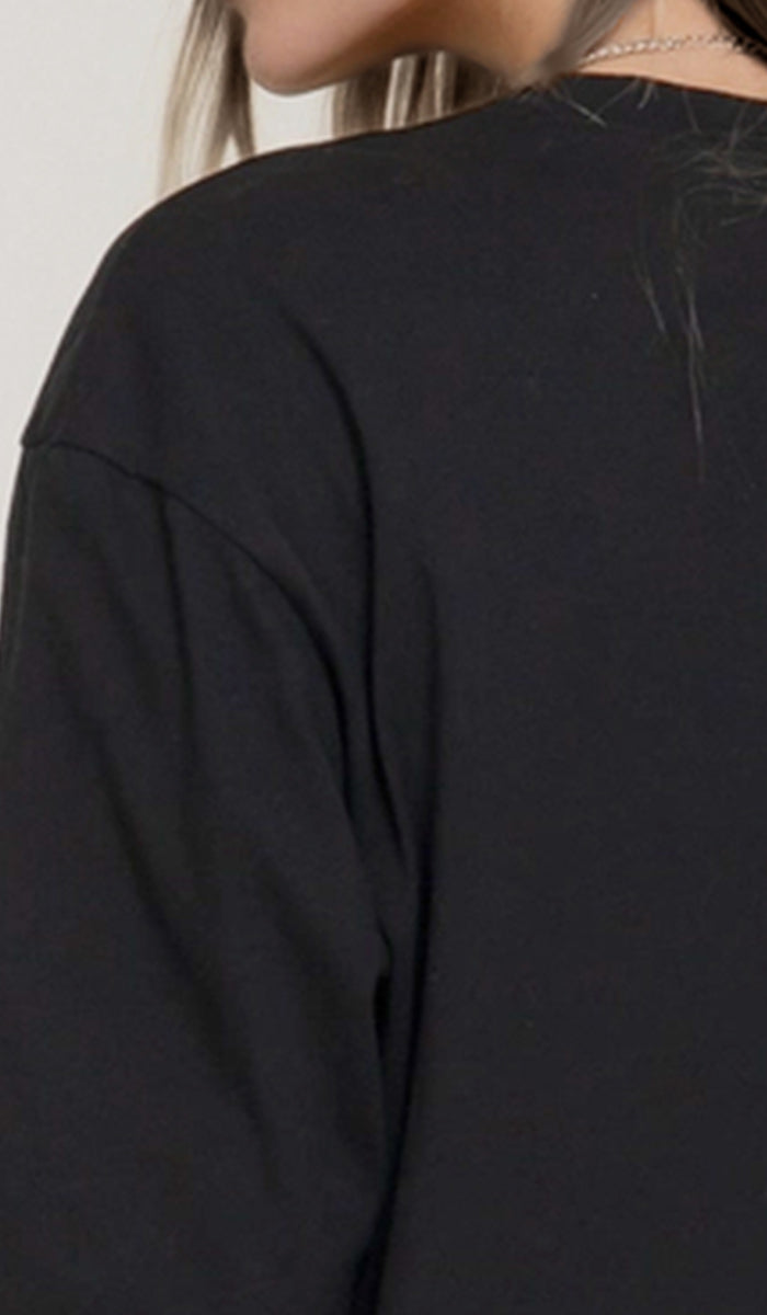 Lina Soft Cotton Everyday Long Sleeve T Shirt - Black