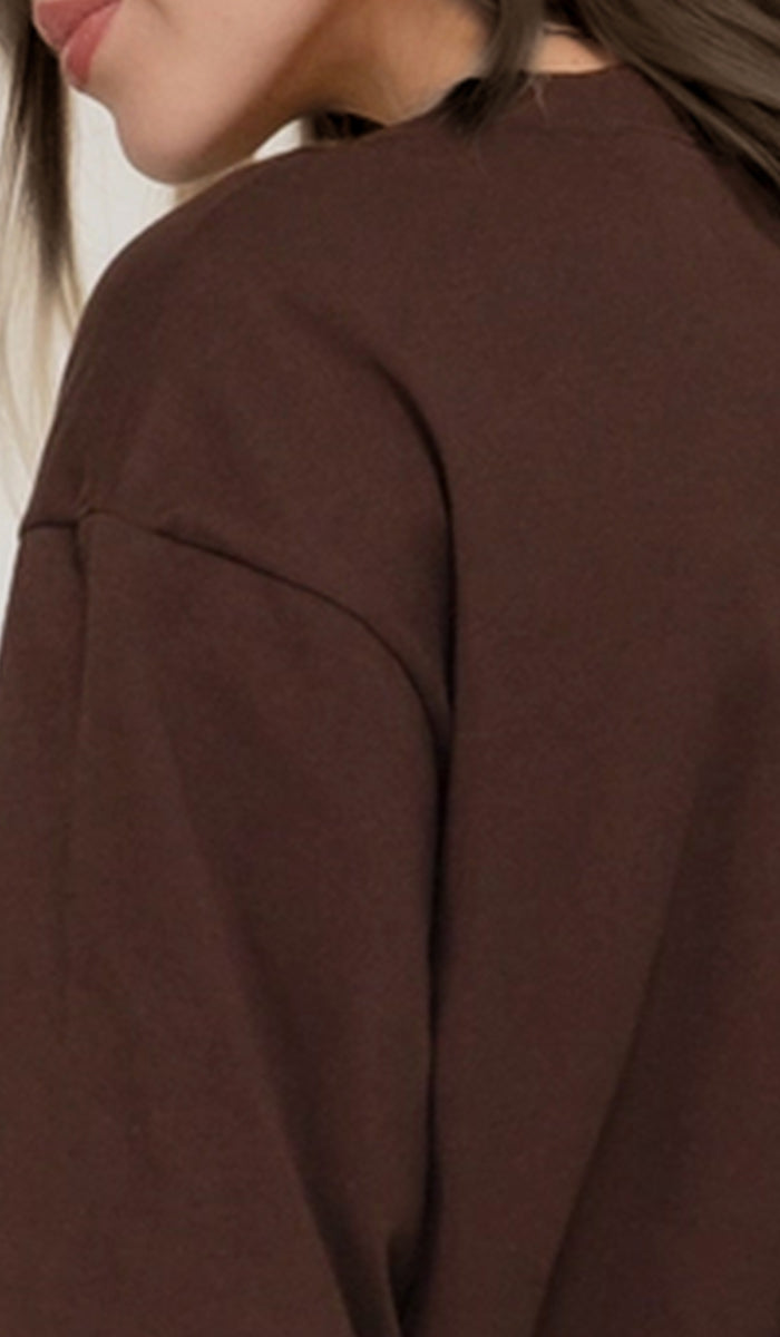 Lina Soft Cotton Everyday Long Sleeve T Shirt - Cocoa