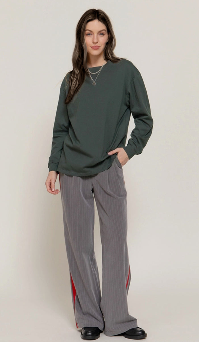 Lina Soft Cotton Everyday Long Sleeve T Shirt - Moss