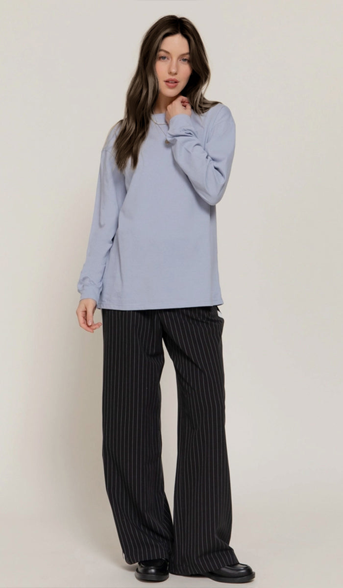 Lina Soft Cotton Everyday Long Sleeve T Shirt - Powder Blue