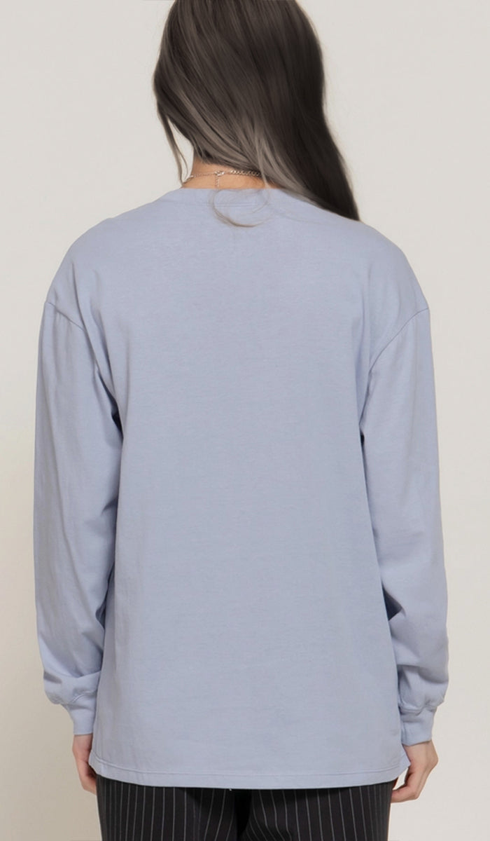 Lina Soft Cotton Everyday Long Sleeve T Shirt - Powder Blue