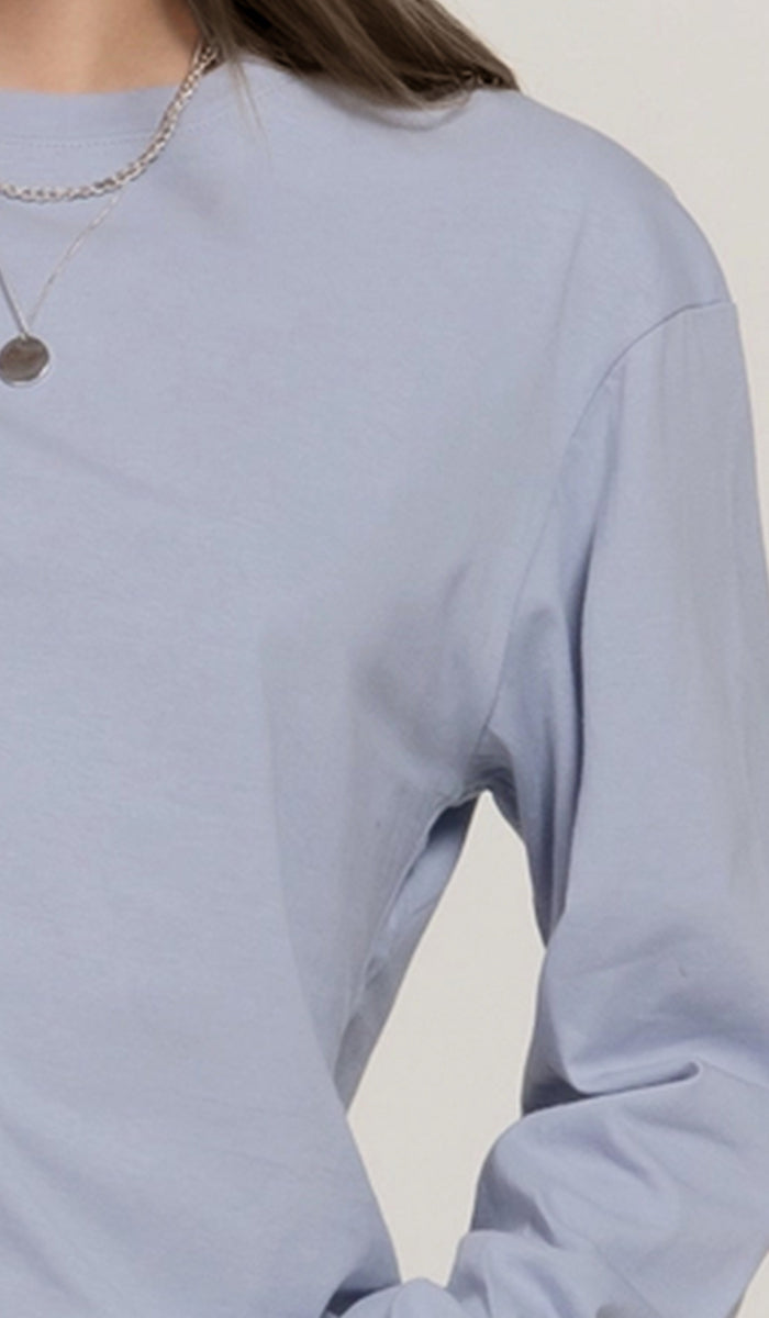 Lina Soft Cotton Everyday Long Sleeve T Shirt - Powder Blue